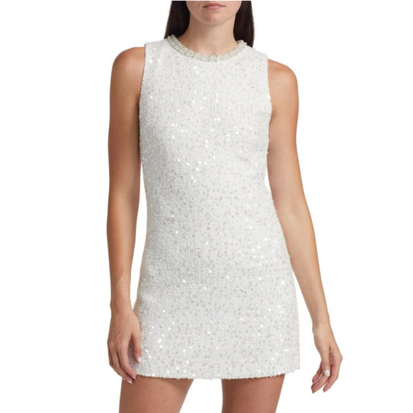 coley embellished mini dress COLEY EMBELLISHED MINI DRESS in OFF WHITE